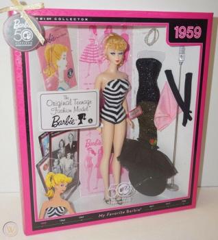 Mattel - Barbie - My Favorite Barbie - The Original Teenage Fashion Model with Solo in the Spotlight Fashion - Poupée (1959 doll repro)
